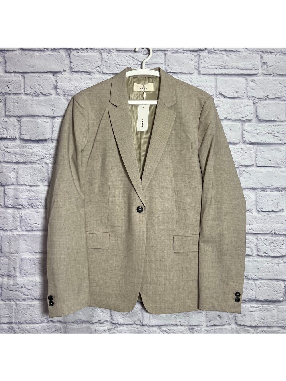 6397 Classic Blazer SIZE M Oatmeal Heather Wool Tailored Structured Portugal